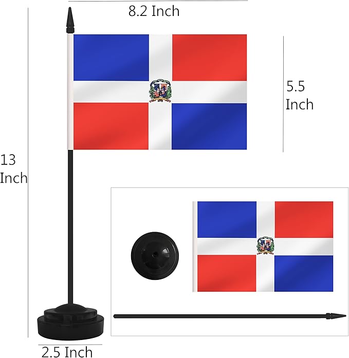 2 Pack Dominica Desk Flag Set, Dominican Desktop Small Miniature Table Office - Image 2