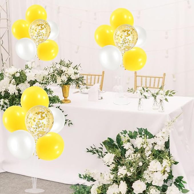 Yellow and White Balloon Stand Centerpiece Table Decorations - Image 6