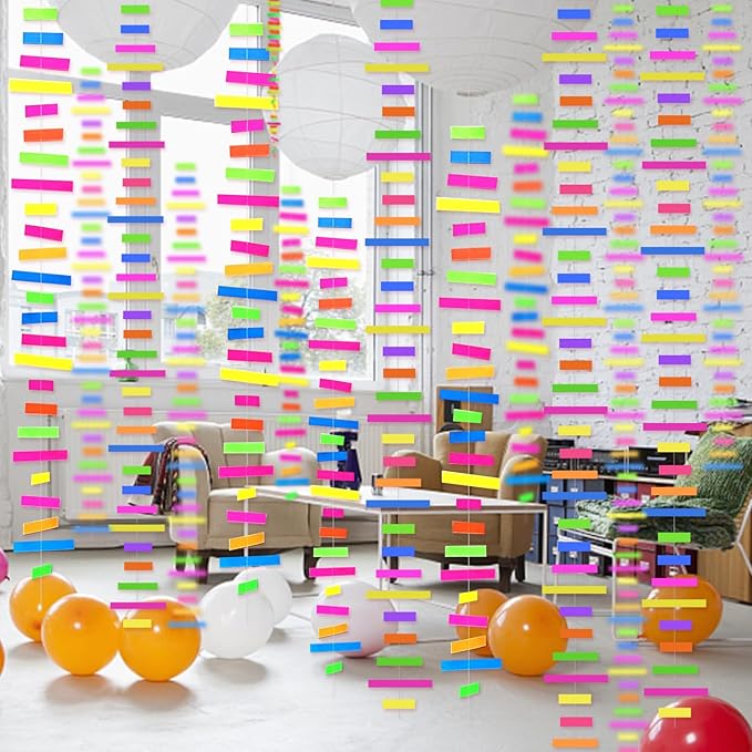 60feet UV Neon Paper Garland Stripe Neon Streamers Black Light Neon - Image 5