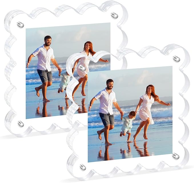 Acrylic Magnetic Picture Frames 4x4-2Pack Clear Freestanding Photo - Image 8