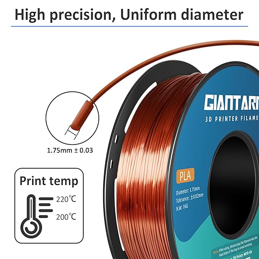 GIANTARM 3D Printer Filament, Silk Copper Pla Filament, 1Kg Spool, 1.75mm - Image 3