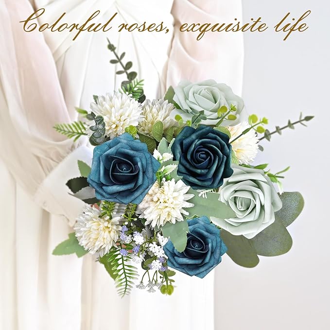 BLEUM CADE 16Pcs Artificial Flowers Fake Roses - Image 7