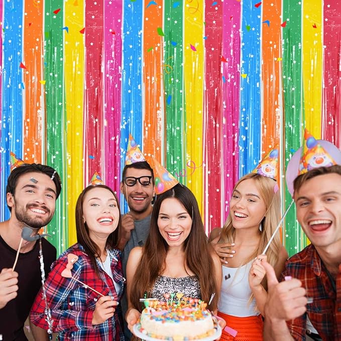 TONIFUL 3Pcs Colorful Door Streamers, Photo Booth Backdrop Metallic Colorful - Image 5
