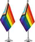 ZXvZYT 2 Pack Progress Pride Rainbow flag Gay table flag, Small Mini LGBT Desk by ZXvZYT