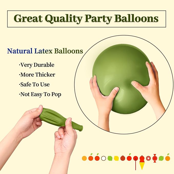 110pcs Olive Green Balloon 12 Inch, Olive Green Latex Balloons - Image 2
