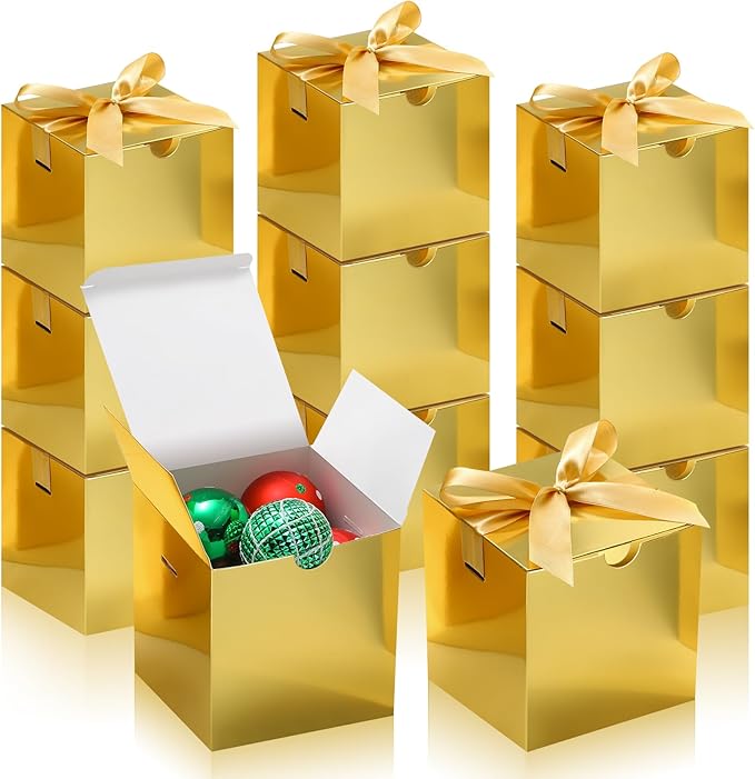 DOYIDE Small Gift Boxes, 20 Pack 5x5x5 Inch Gold Elegant Paper Boxes by DOYIDE