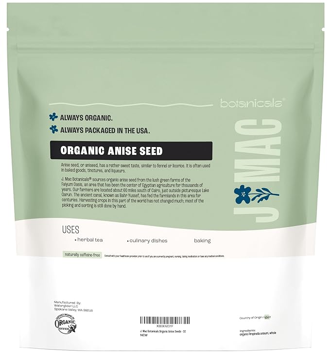 J Mac Botanicals Organic Anise Seeds Certified USDA Organic. Whole aniseed - Image 9