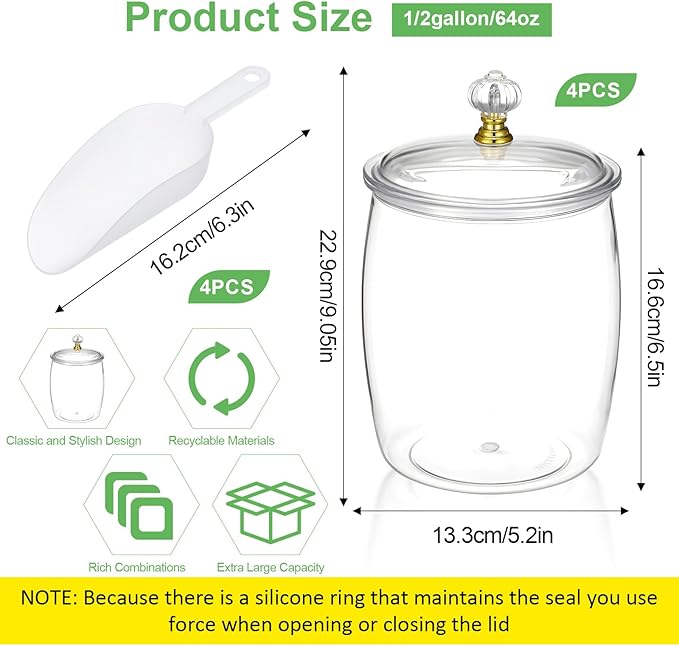 4 Pcs Candy Jars with Lids and Spoons Clear Candy Jars - Image 2