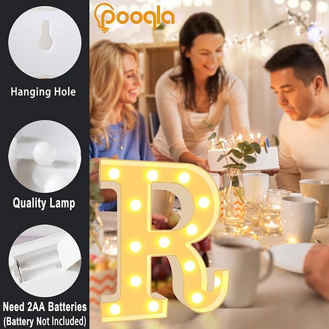 Pooqla LED Marquee Letter Lights, Warm White and Cool White Decorative Lighted - Image 3