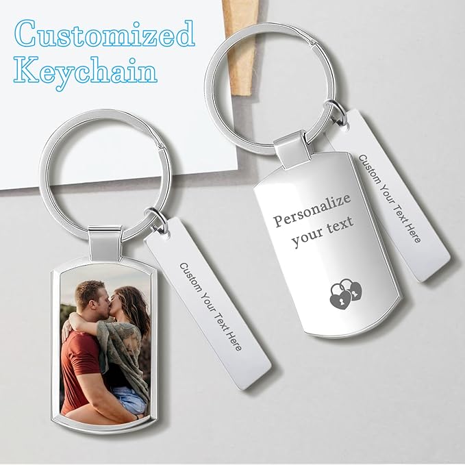 Custom Keychain with Picture Double-sided Personalized Photo Text Keychain - Image 5