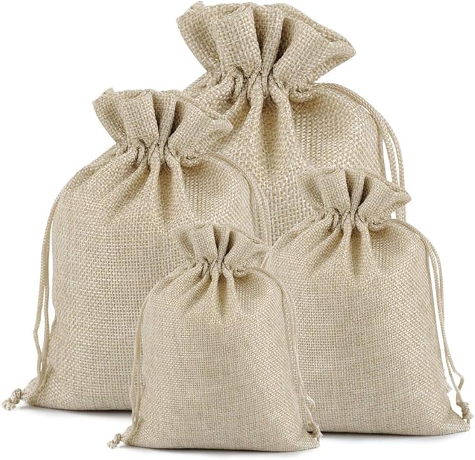 Lucky Monet 25/50/100PCS Burlap Gift Bags Wedding Hessian Jute Bags Linen - Image 5