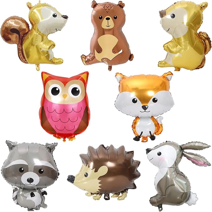 8 PCS Woodland Animal Balloons Forest Animals Foil Mylar Balloon by Dnqawv