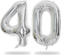 40 Balloons Silver, Giant Number 4 & 0 Helium Foil Balloon by Lingqiang