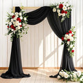 Wedding Arch Draping Fabric 2 Panels 30'' x 18FT Black Sheer Chiffon Arch by LINXTAR