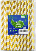 7.75 inch Gold/White Striped Paper Straws by LivesonGreen