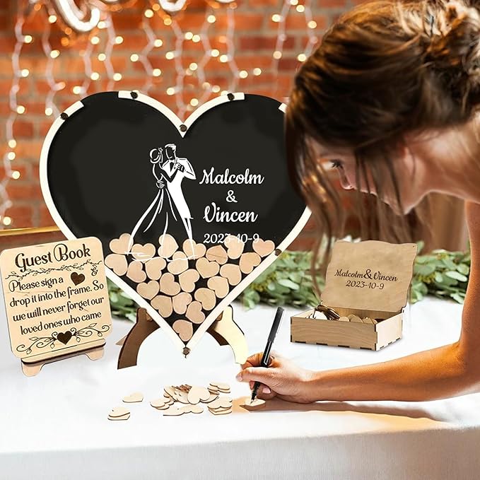 Personalized Wedding Guest Book Alternative Custom Name & Date Guestbook Sign - Image 2