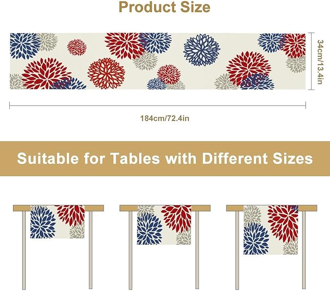 4th of July Table Runner, 13x108inch - Image 8