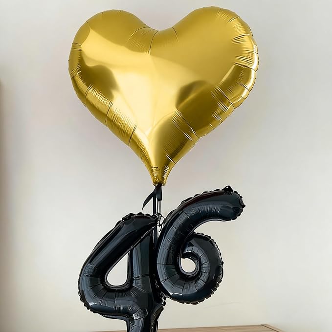 Gold Heart Balloons, 24Inch Large Metallic Heart Foil Balloons - Image 5