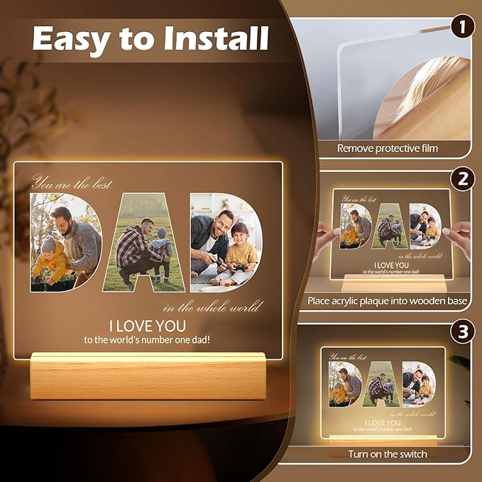 Personalized Gifts for Dad from Daughter & Son, Custom DAD Picture Frames - Image 5