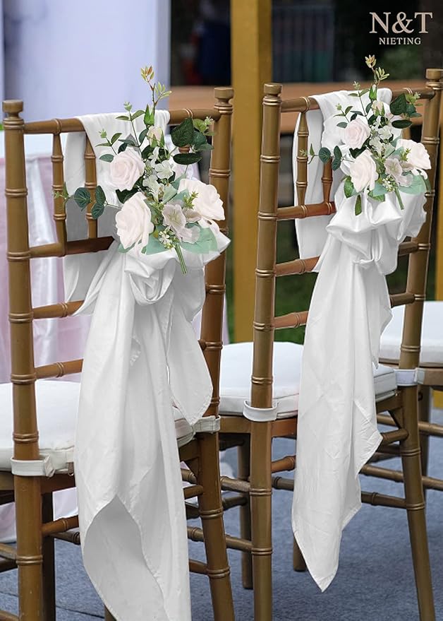N&T NIETING Artificial Flowers 50pcs Real Touch White Flowers Artificial Roses - Image 8