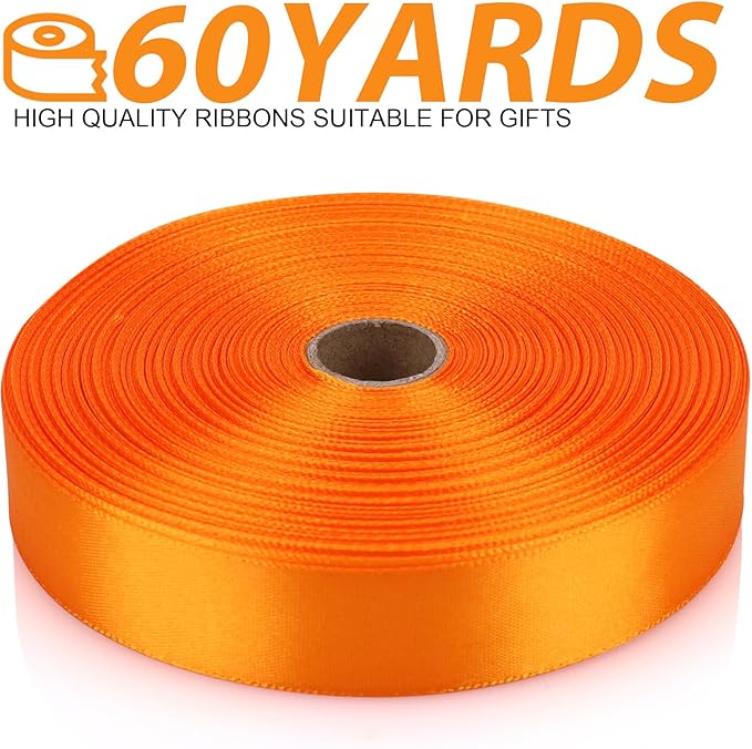 Orange Ribbon 7/8 Inch 60 Yards Satin Craft Ribbon-Single Face Polyester Ribbon - Image 2