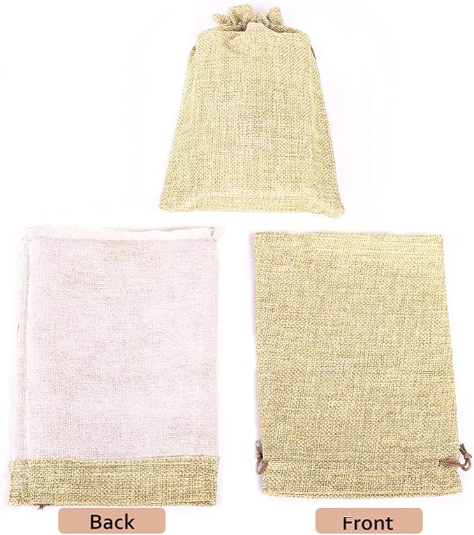 LYSXP 50PCS Burlap Bags with Drawstring，5x7 Inch Cream color Drawstring Gift - Image 6