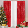SquarePie Sequin Curtain Backdrop 2FT x 8FT Red 2pcs Background by SquarePie
