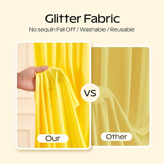 Gold Glitter Backdrop Curtain for Parties Wedding, 10Ft x 10Ft Satin Shimmer - Image 3