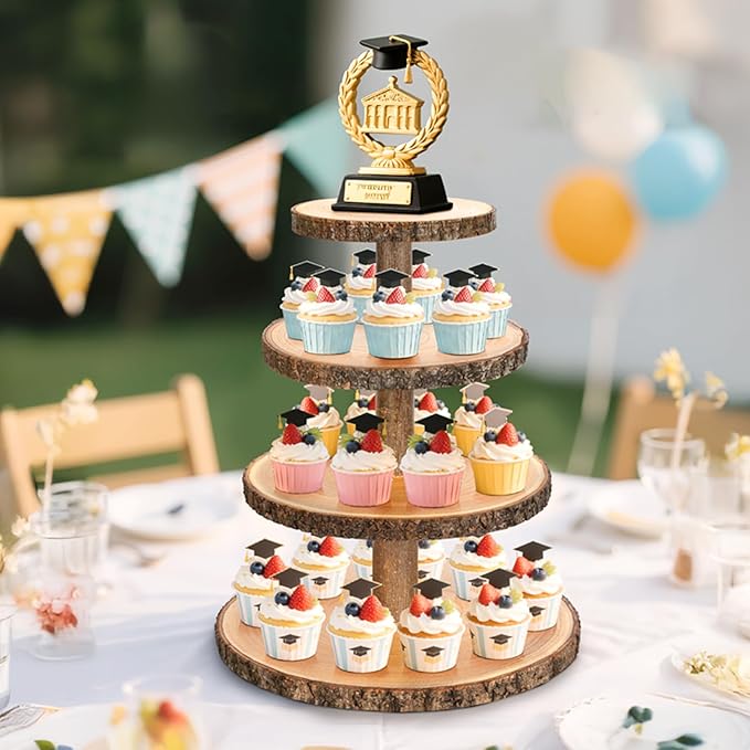 Wooden Cupcake Stand for 50 Cupcakes 4-Tier Dessert Tower Rustic Tiered Display - Image 7
