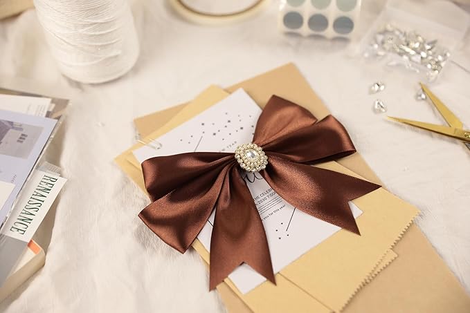 Dark Brown Satin Ribbon 1-1/2 inch X Continuous 100 Yards, Single Face - Image 7