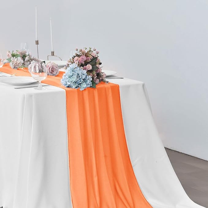 5 Pack 10Ft Chiffon Orange Table Runner Sheer 29x120 Inch - Image 6