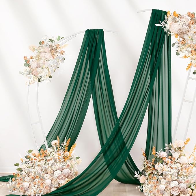 Emerald Green Wedding Arch Draping Fabric 2 Panels 29" x 20 FT Wedding Drapes - Image 7