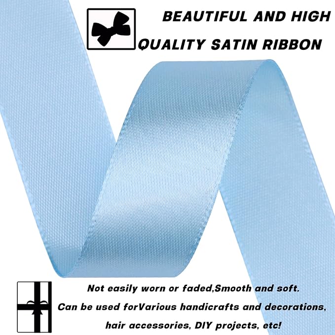 Sky Blue Solid Polyester Ribbon - Image 3