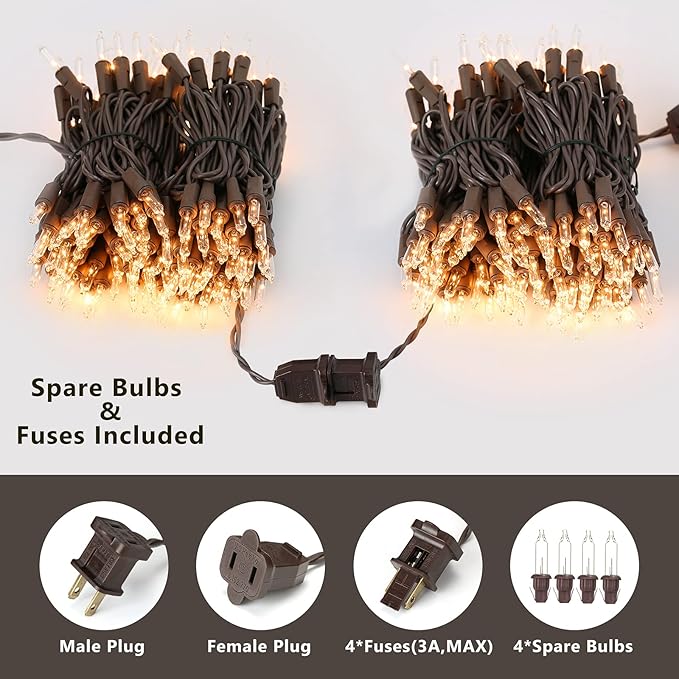Clear Christmas Lights, 69.6ft 300ct Incandescent Christmas Lights, Connectable - Image 5