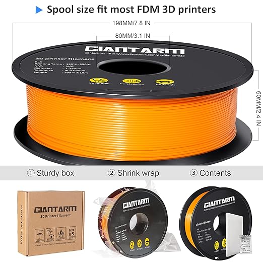 GIANTARM 3D Printer Filament, 1Kg Spool, 1.75mm Dimension Accuracy +/- 0.03mm - Image 6