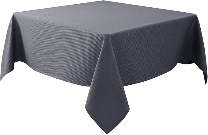 Biscaynebay Textured Fabric Square Tablecloths 60x60 Inch, Dark Grey Water by Biscaynebay