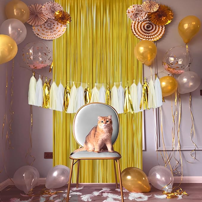 Gold Foil Fringe Curtain 3.3×8.3FT 6 Packs, Metallic Tinsel Curtains Party - Image 7