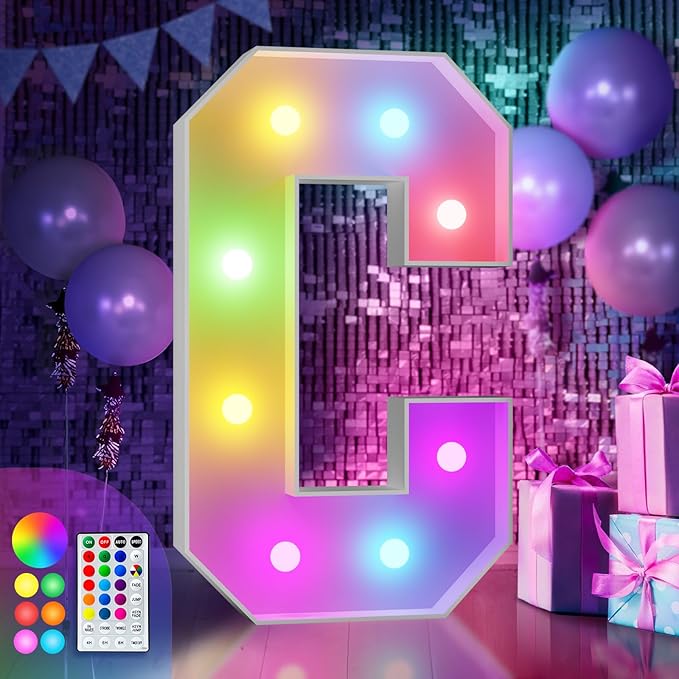 imprsv 3FT Colorful Marquee Light Up Letters C, 18 Color Light Up Alphabet Sign by Letsmakeitimpressive