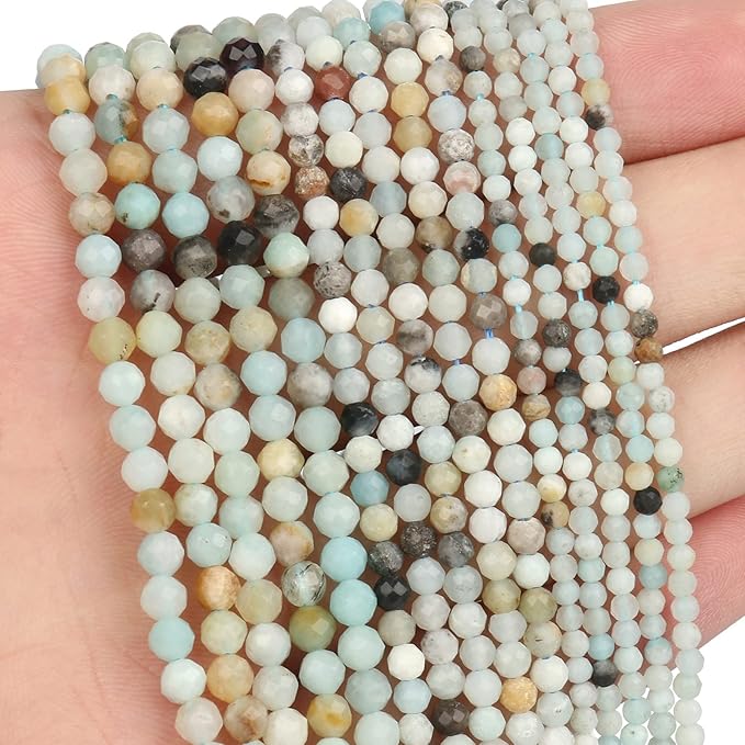 Song Xi 90pcs 4mm Natural Amazonite Gemstone Beads Faceted Round Loose Stone - Image 3