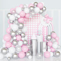 Silver Pink Balloons Garland Kit, Birthday Party, Anniversary Decorations by PATYDECRO