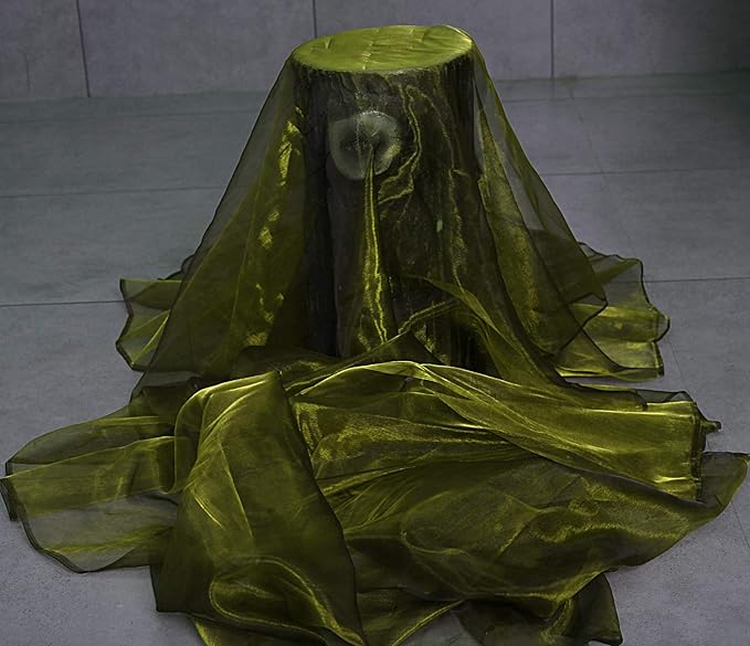 VDS Olive Green Organza Fabric, 40 Yards Continuous, 45” Wide, Wedding Party - Image 2