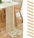 12 Pack Beige 10 Ft Cheesecloth Table Runner 20x121 Inch Boho Wrinkled Sheer by Dspoot