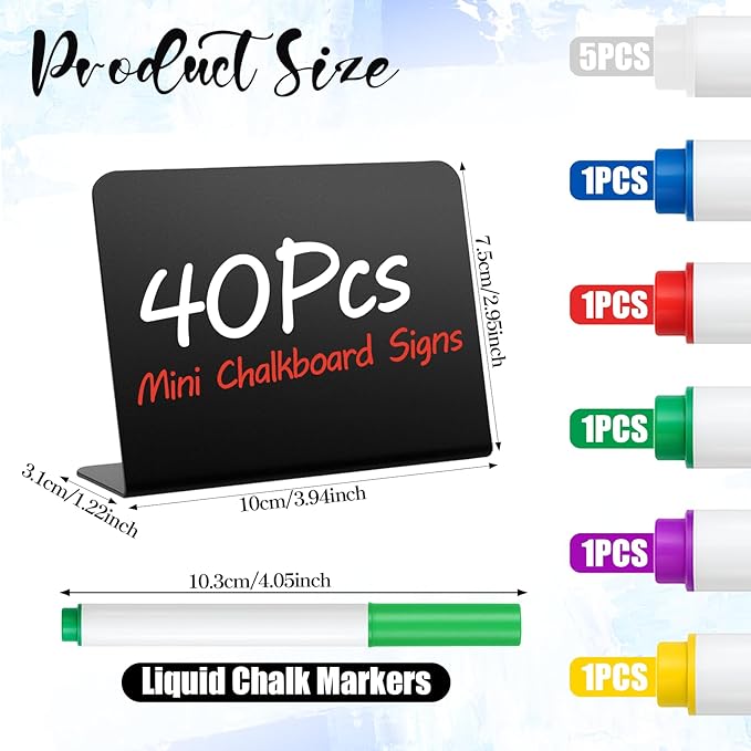 40 Pack 4"x3" Mini Chalkboard Signs - Image 2