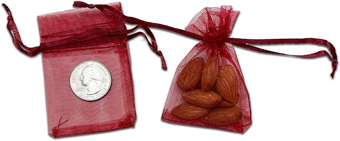 TheDisplayGuys 48-Pack 2" x 2-3/4" Maroon Sheer Organza Gift Bags - Image 3