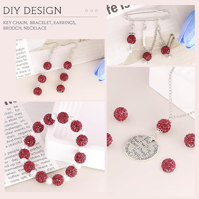 200pcs 10mm Dark Red Rhinestone Beads - Image 5