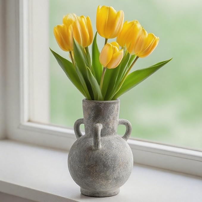 Rustic Grey Terracotta Ceramic Vase by SUREYUESI