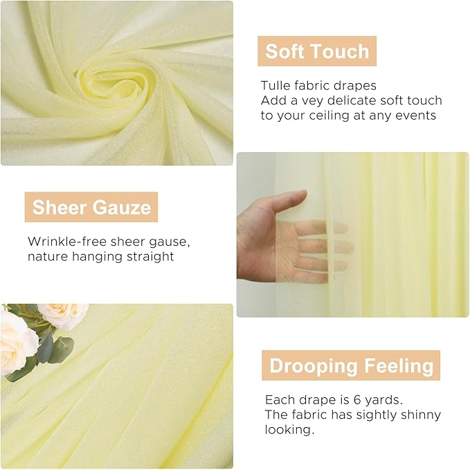 Wokceer Beige Wedding Arch Draping Fabric Backdrop 3 Panels 28.7" X 20FT Sheer - Image 2