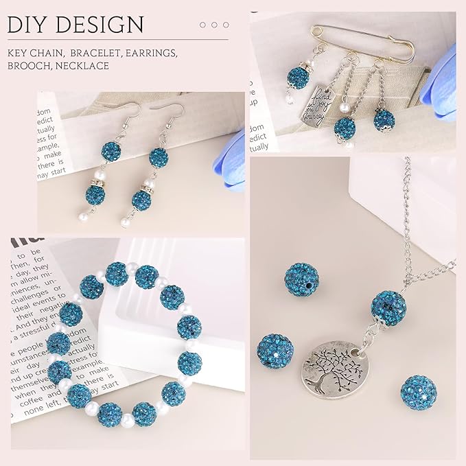 150 pcs 10mm Rhinestone Beads for Jewelry Making, Sparkle Crystal Clay - Image 5