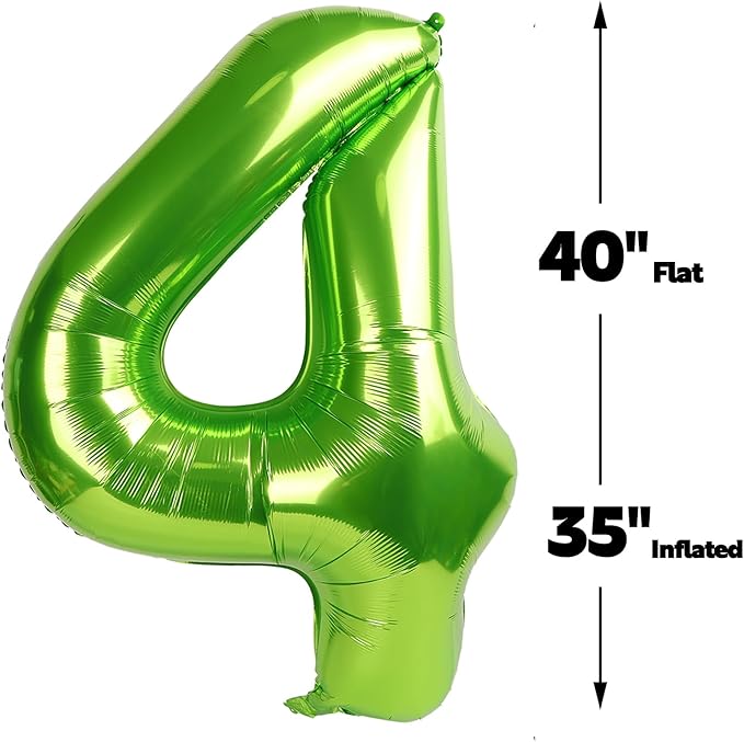 40 Inch Light Green Large Number 4 Balloons, Giant Foil Number Four 14 24 34 40 - Image 3