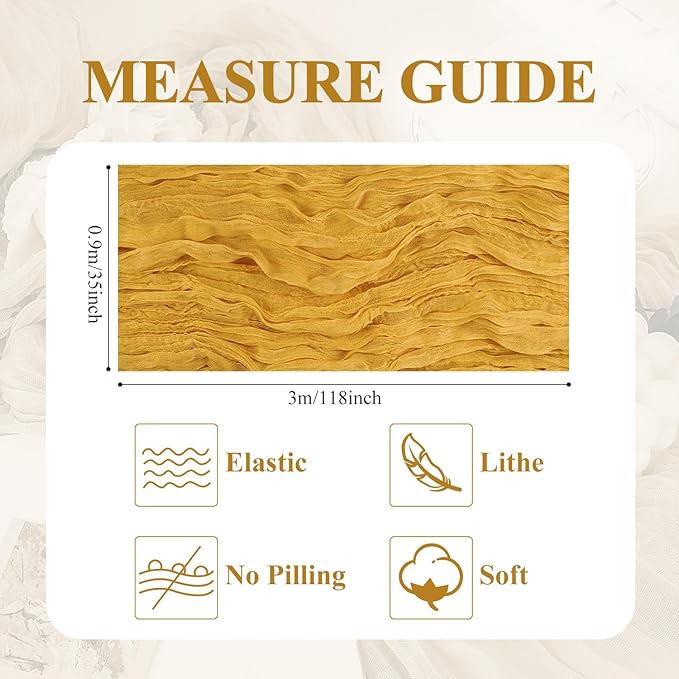 Asee'm Cheesecloth Table Runner 120 Inches Long Gold Boho Gauze Cheese Cloth - Image 2